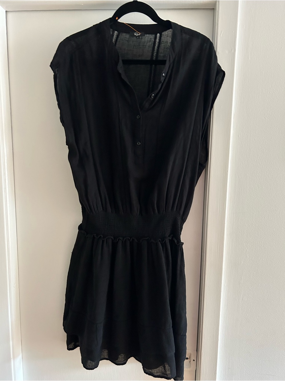 Rails Black Short Sleeve Smocked Waist Dress
